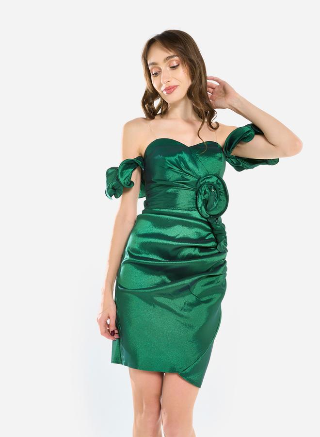 House of Moda Women Rosette Detail Satin Mini Dress - Image 3